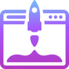 Icon of IDO development in purple to blue gradients