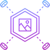 Icon of NFT development in purple to blue gradients